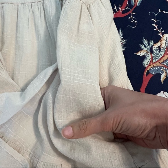 Listicle Tiered Ruffle Trim A Line Flowy Mini Dress Linen Medium - Picture 7 of 13